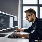 Home 19 API 설계 원칙을 위한 커뮤니티 리소스 - A modern software development workspace focused on API design, showing a Polish programmer working a...