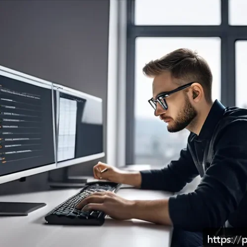 Home 31 API 설계 원칙을 위한 커뮤니티 리소스 - A modern software development workspace focused on API design, showing a Polish programmer working a...